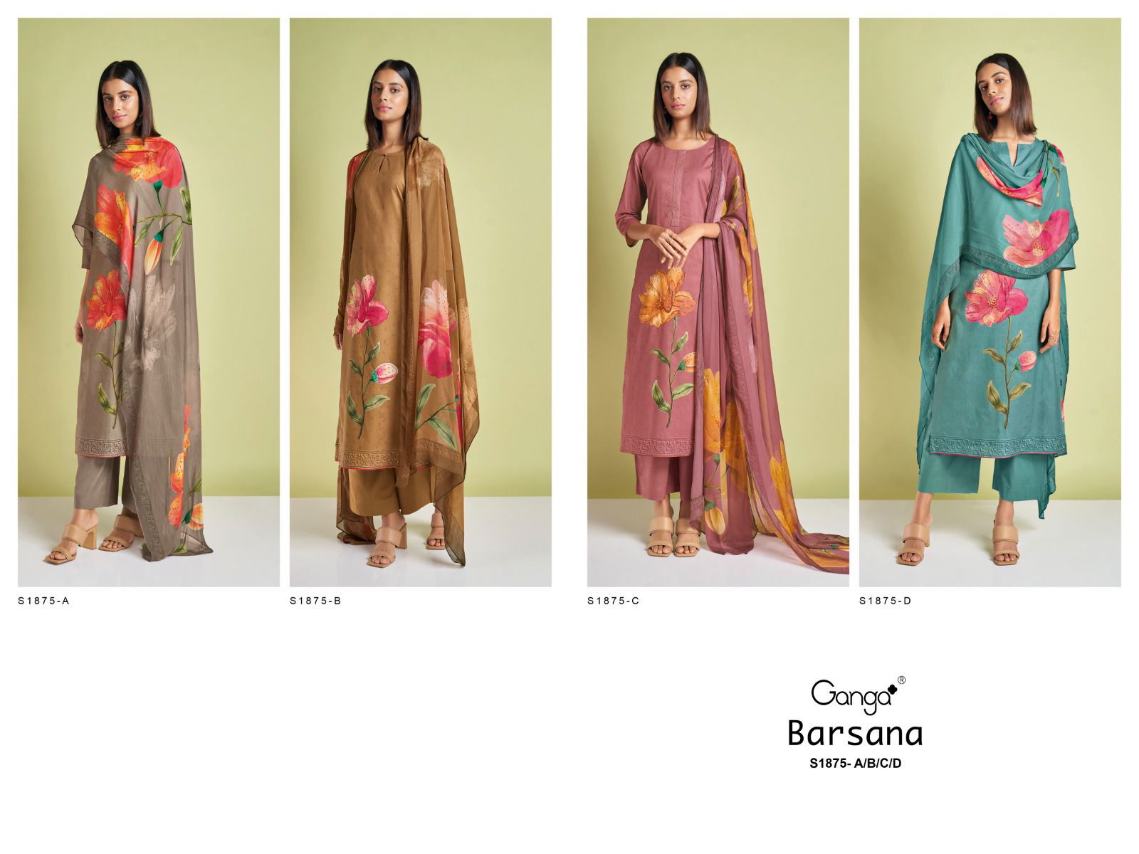 Barsana 1875 By Ganga Handwork With Printed Suits
